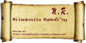 Milenkovits Radvány névjegykártya